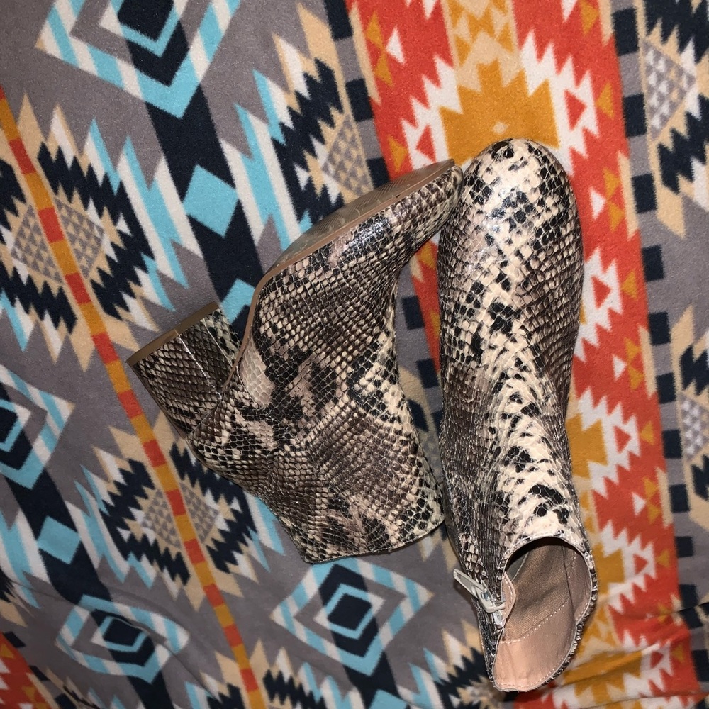 Snakeskin booties